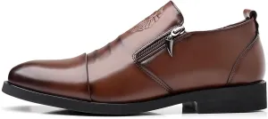 Luxury Men Oxford Shoes Retro Zip Slip-on Casual Loafers Fashion，Men Dress Shoes Office Business Men Party Wedding Shoes