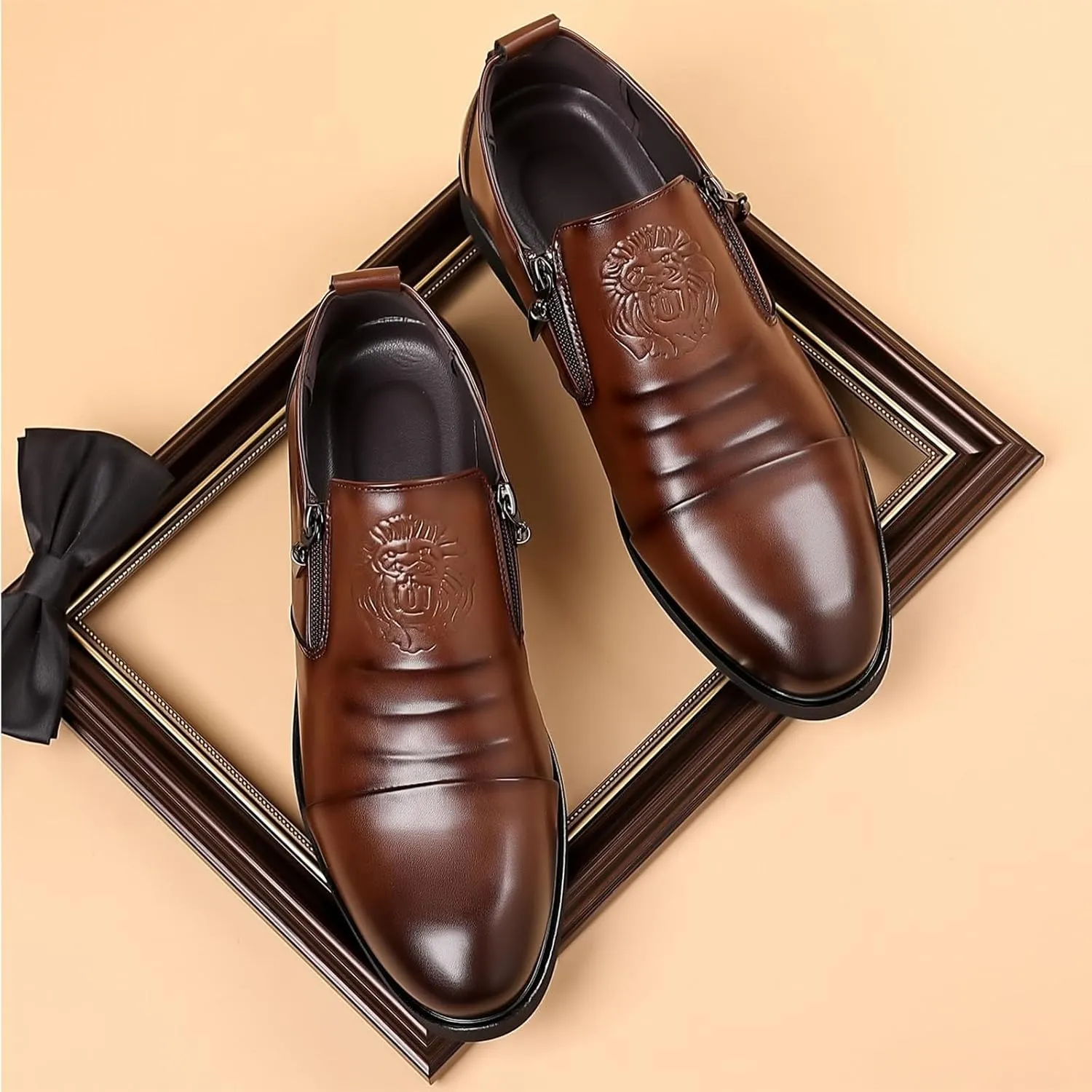 Luxury Men Oxford Shoes Retro Zip Slip-on Casual Loafers Fashion，Men Dress Shoes Office Business Men Party Wedding Shoes