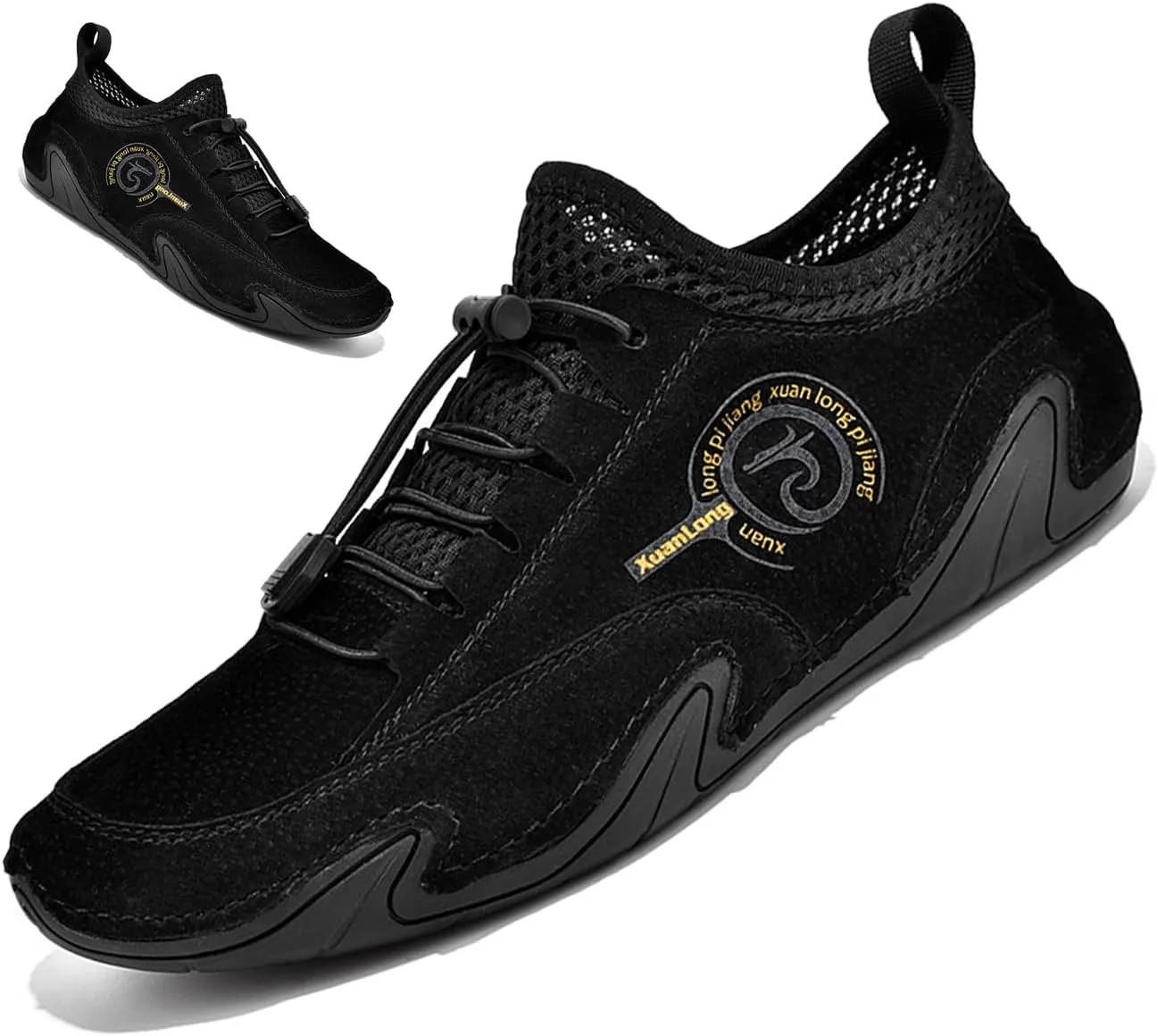 Lymphvity Men's ltalian Handmade Leather Sneakers Outdoor Slip On Non-Slip Walking Shoes Breathable Lightweight Lace Up Walking Driving Sports Shoes