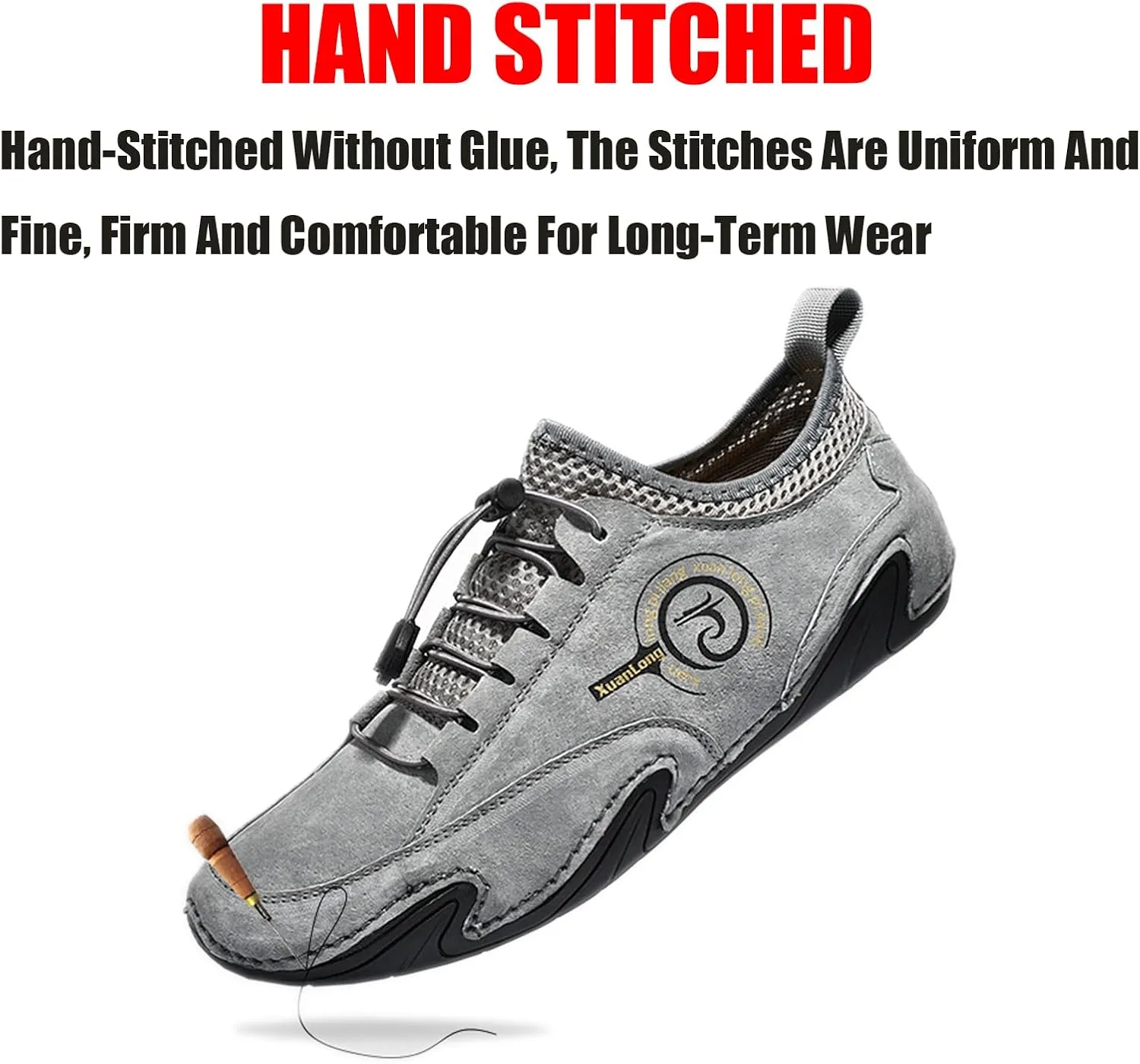 Lymphvity Men's ltalian Handmade Leather Sneakers Outdoor Slip On Non-Slip Walking Shoes Breathable Lightweight Lace Up Walking Driving Sports Shoes