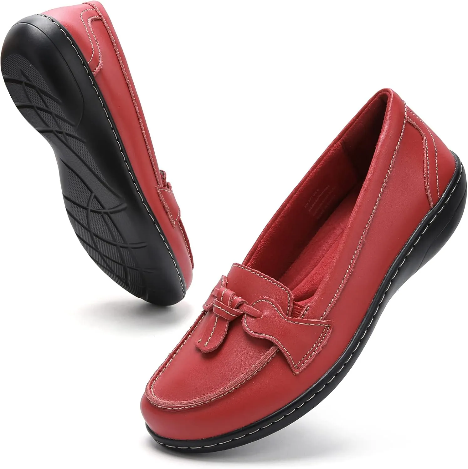 Maichal Loafers for Women Slip On Comfort Leather Tassel Dress Shoes