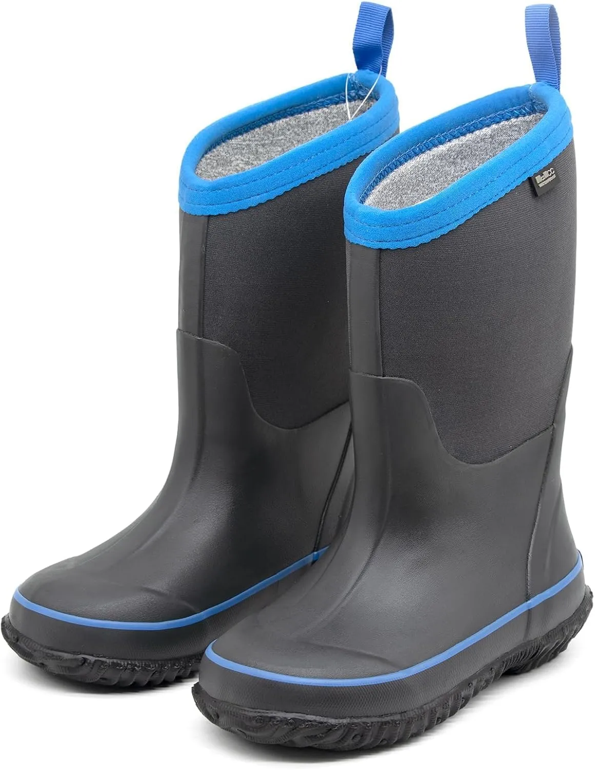 MCIKCC Kids Rain Boots - Waterproof Neoprene Snow Boots for Boys Toddlers, Non-Slip Winter Mud Boots with Warm Lining (Multiple Sizes)