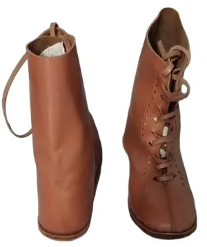 Medieval leather boots brown Lace-up leather boots vintage Renaissance fair boots brown Historical reenactment boots brown Brown leather lace-up boots (US 7, BROWN)