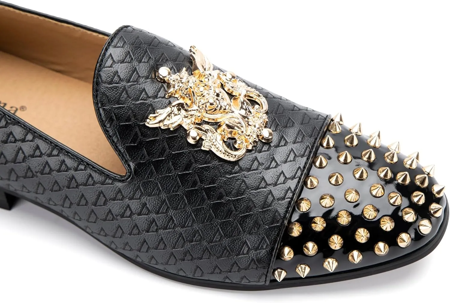 Meijiana Mens Velvet Loafers Dress Shoes with Metal Embellishments Party Luxury Loafer Shoes
