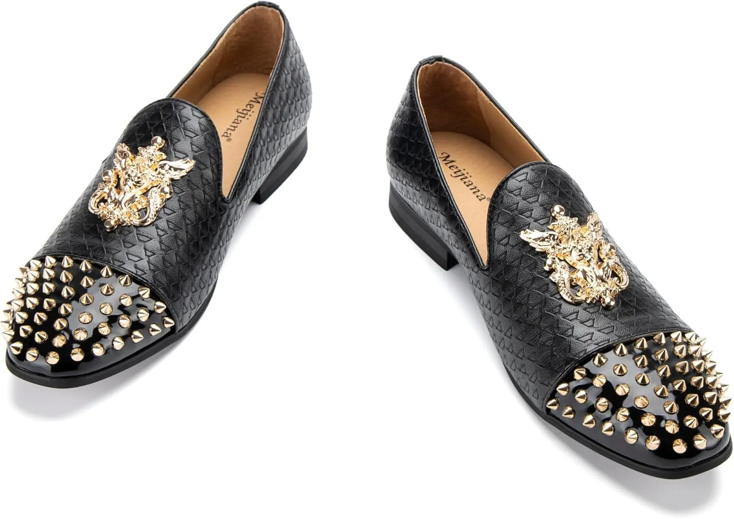 Meijiana Mens Velvet Loafers Dress Shoes with Metal Embellishments Party Luxury Loafer Shoes