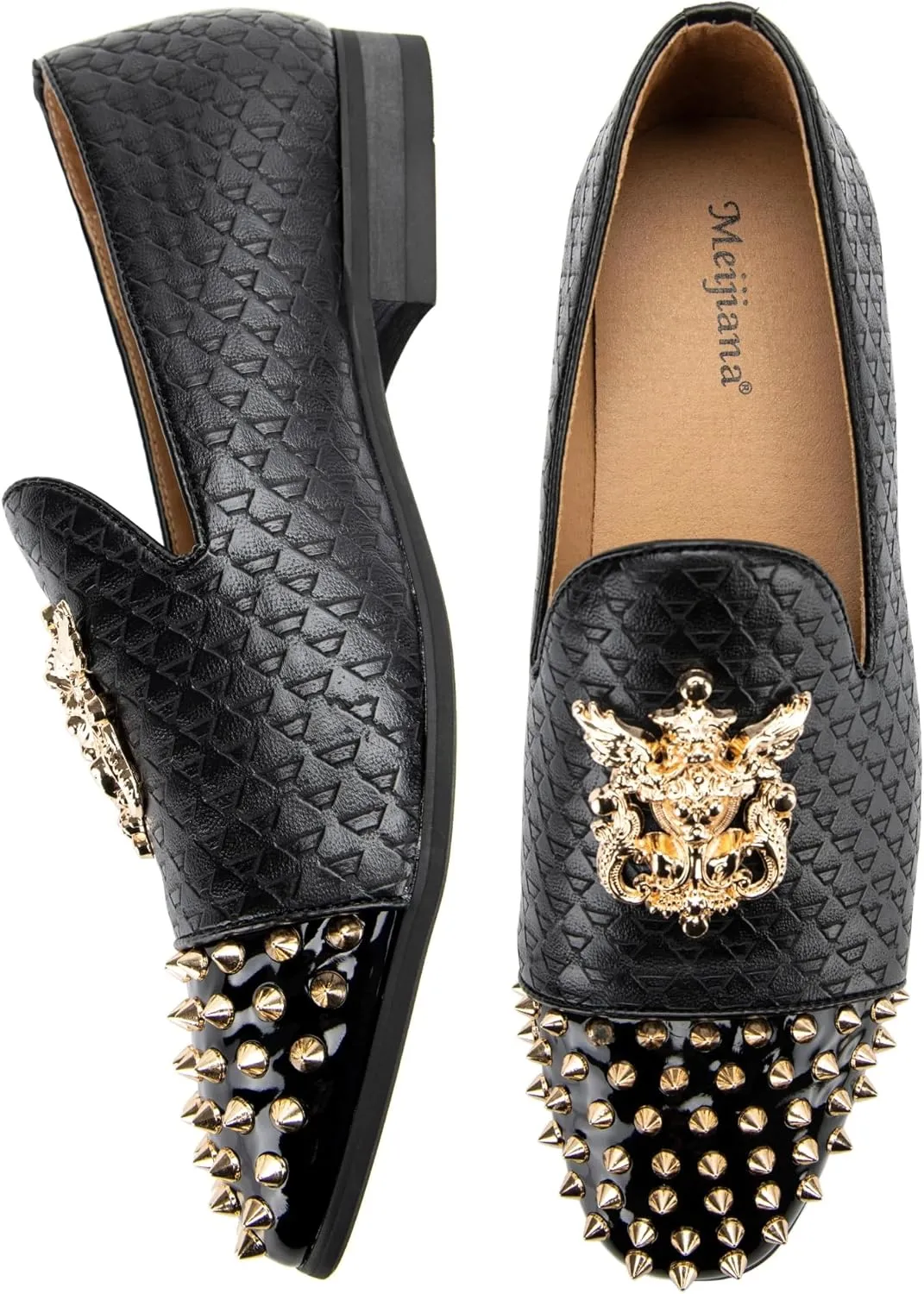 Meijiana Mens Velvet Loafers Dress Shoes with Metal Embellishments Party Luxury Loafer Shoes
