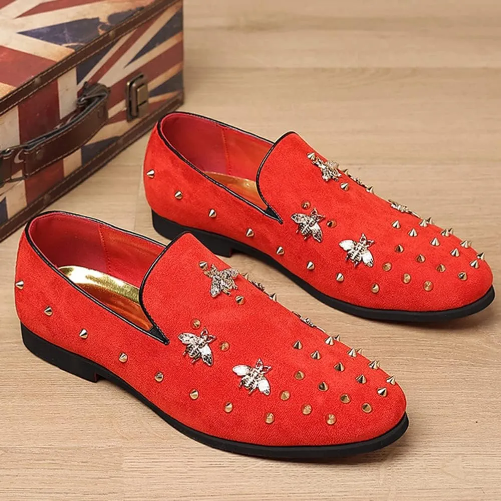 Men Slip-On Loafers Velvet Leather Oxfords Luxury Party Dress Shoes Nightclub Shoes
