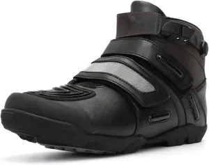 Men Women Street Motorcycle Riding Shoes - Motorcycle Boots with Adjustable Buckle, Ankle Support and Anti-Slip Sole, Racing Short Boots for All Seasons,41,Style3