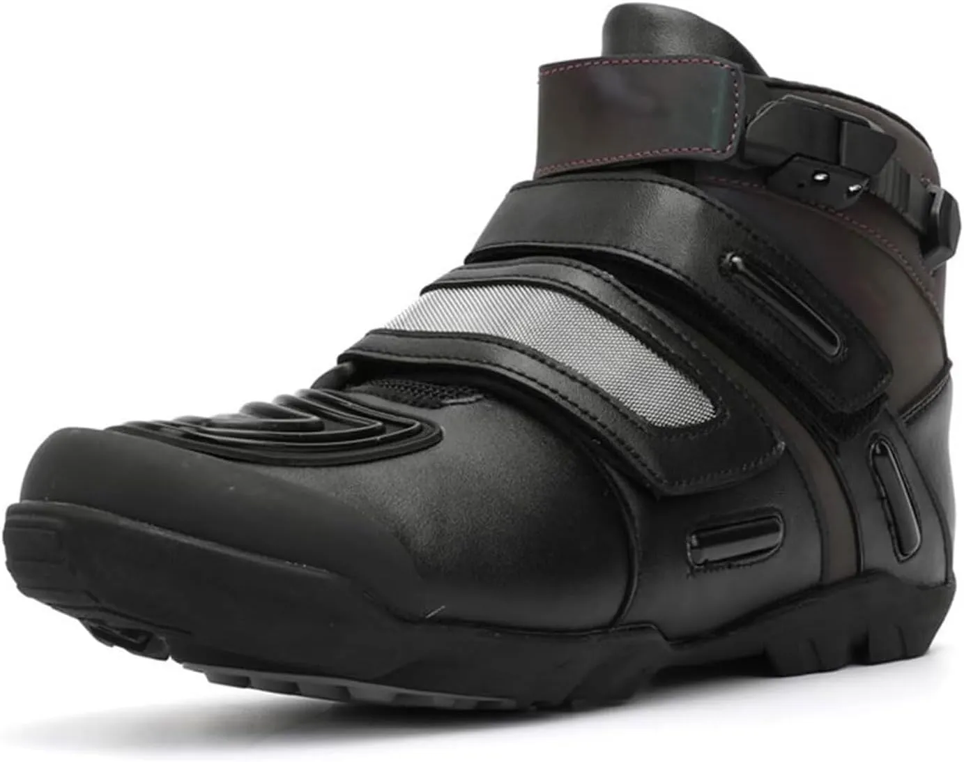 Men Women Street Motorcycle Riding Shoes - Motorcycle Boots with Adjustable Buckle, Ankle Support and Anti-Slip Sole, Racing Short Boots for All Seasons,41,Style3