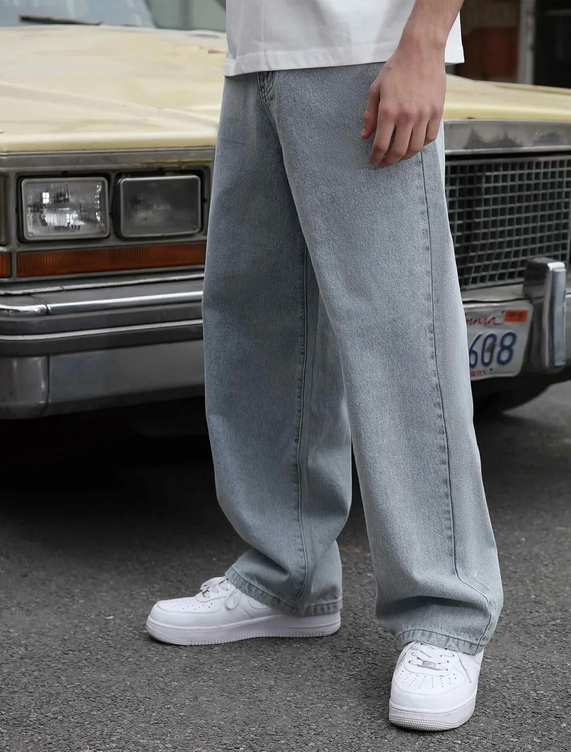 Mens Baggy Hip Hop Jeans Wide Leg Casual Streetwear Jeans Y2K Skater Denim Pants