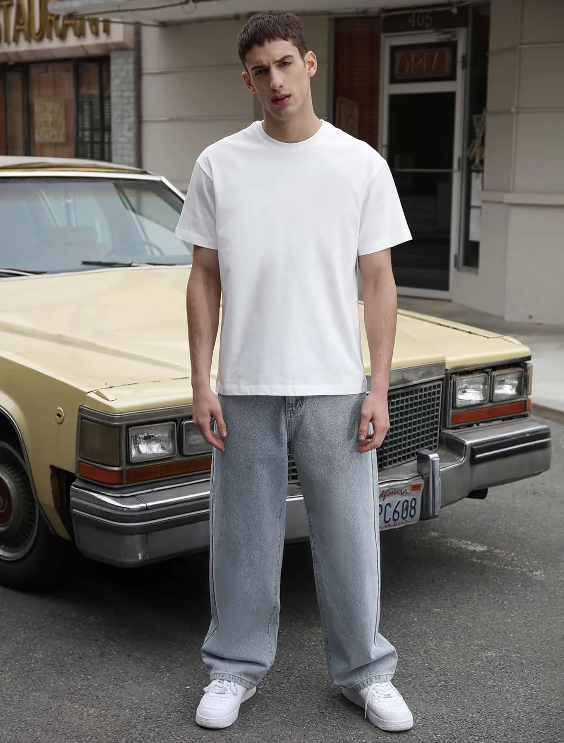 Mens Baggy Hip Hop Jeans Wide Leg Casual Streetwear Jeans Y2K Skater Denim Pants