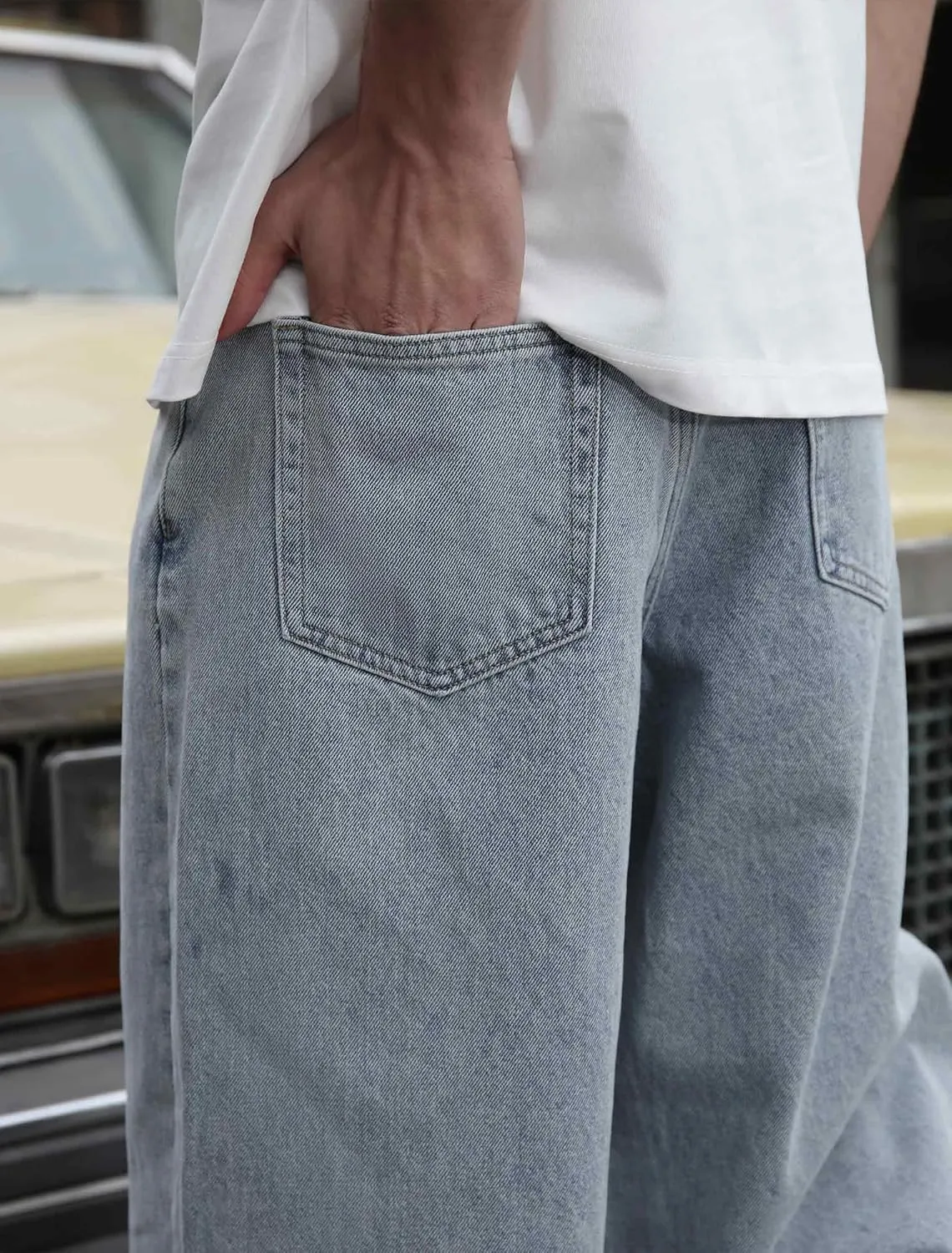 Mens Baggy Hip Hop Jeans Wide Leg Casual Streetwear Jeans Y2K Skater Denim Pants