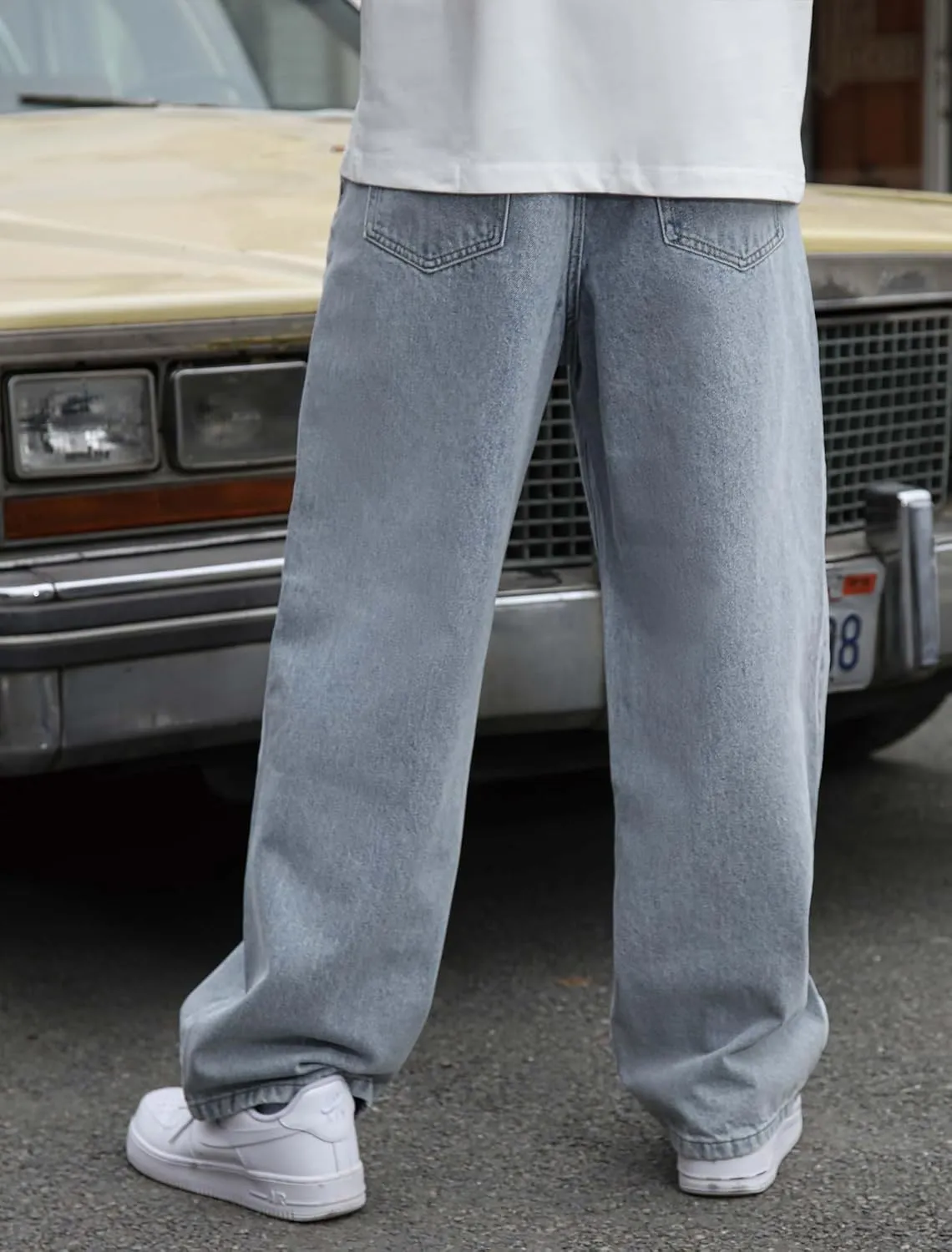 Mens Baggy Hip Hop Jeans Wide Leg Casual Streetwear Jeans Y2K Skater Denim Pants