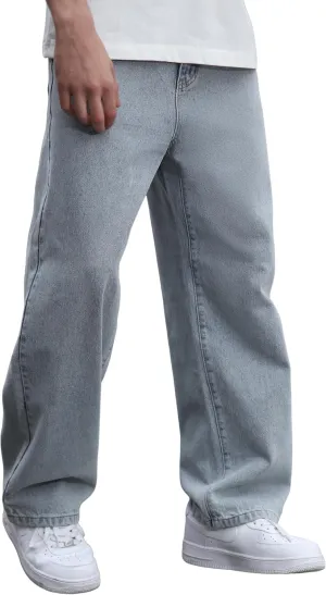 Mens Baggy Hip Hop Jeans Wide Leg Casual Streetwear Jeans Y2K Skater Denim Pants