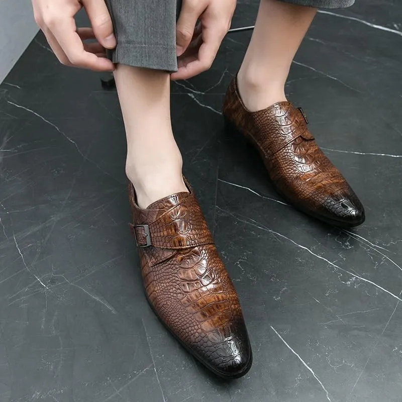 Men's Black Crocodile Leather Loafers, Luxury Casual Dress Shoes, Slip-On Moccasins, Italian Fashion Driving Shoes for Men
