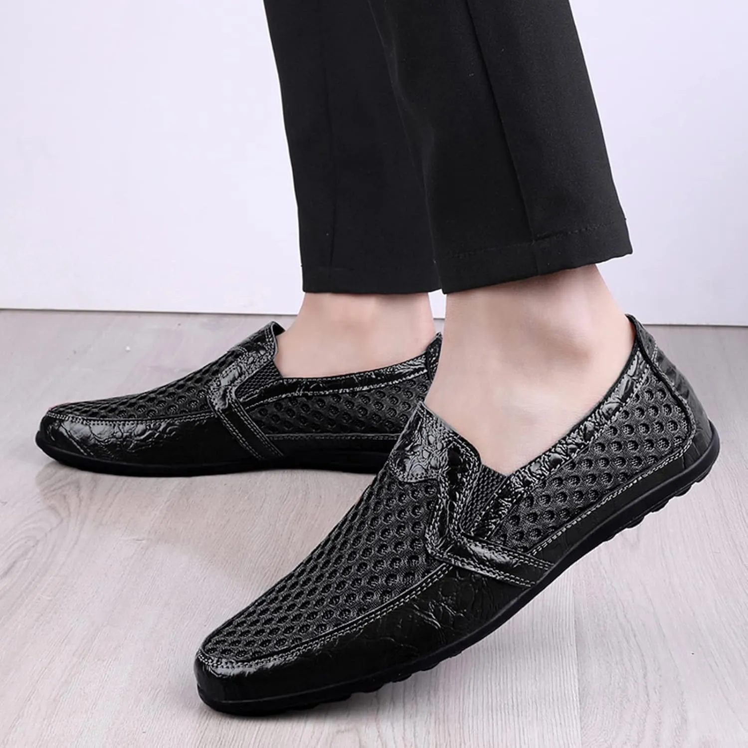 Men's Breathable Mesh Loafers Casual Slip-on Outdoor Walking Hiking Shoes
