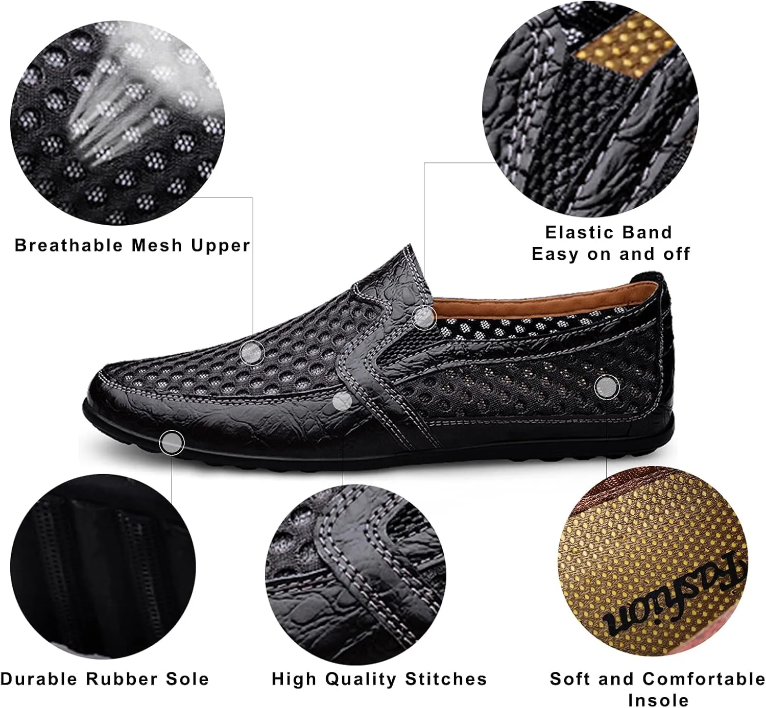 Men's Breathable Mesh Loafers Casual Slip-on Outdoor Walking Hiking Shoes