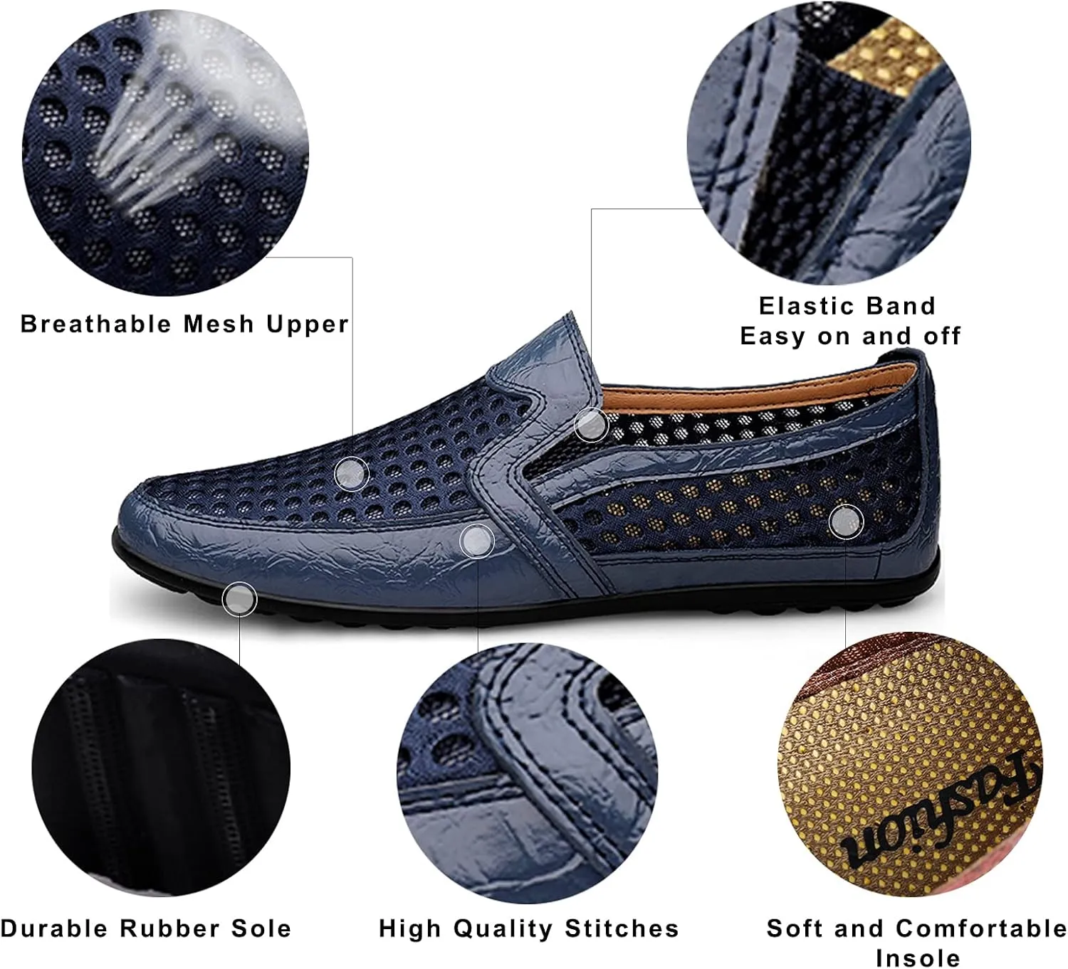 Men's Breathable Mesh Loafers Casual Slip-on Outdoor Walking Hiking Shoes