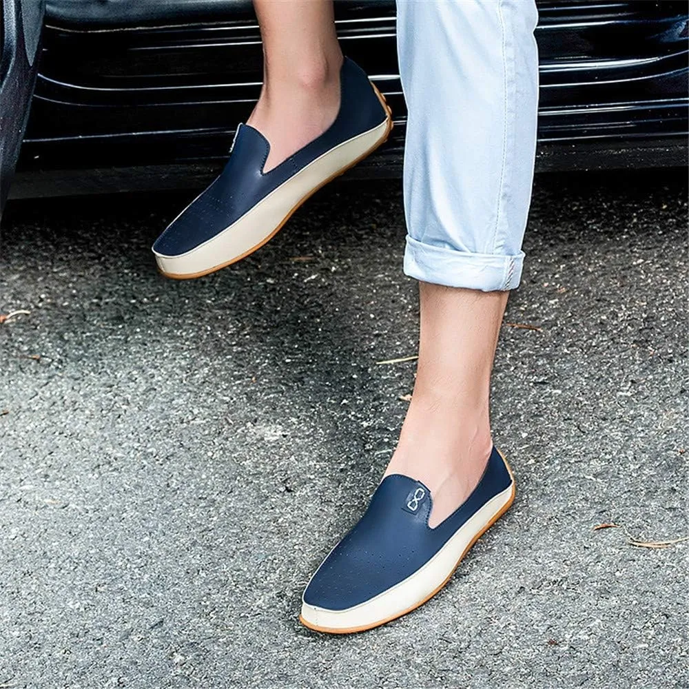 Men's Casual Loafers Summer Breathable Lightweight Smooth Microfiber Leather Shoes Fashion Hollow Soft Rubber Anti-Skid Driving Shoes