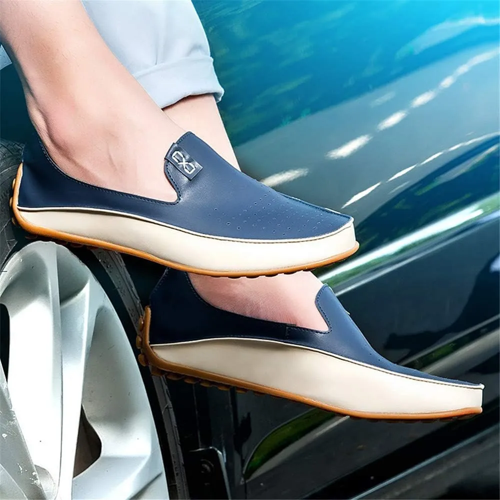 Men's Casual Loafers Summer Breathable Lightweight Smooth Microfiber Leather Shoes Fashion Hollow Soft Rubber Anti-Skid Driving Shoes