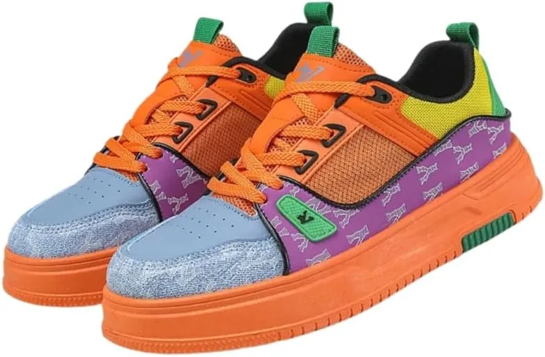 Men's Casual Street Fashion Low-Top Sneakers with Random Pattern, Perfect for Daily Wear