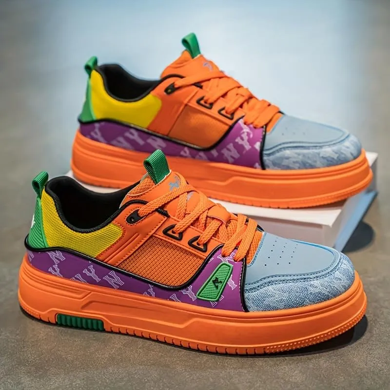 Men's Casual Street Fashion Low-Top Sneakers with Random Pattern, Perfect for Daily Wear