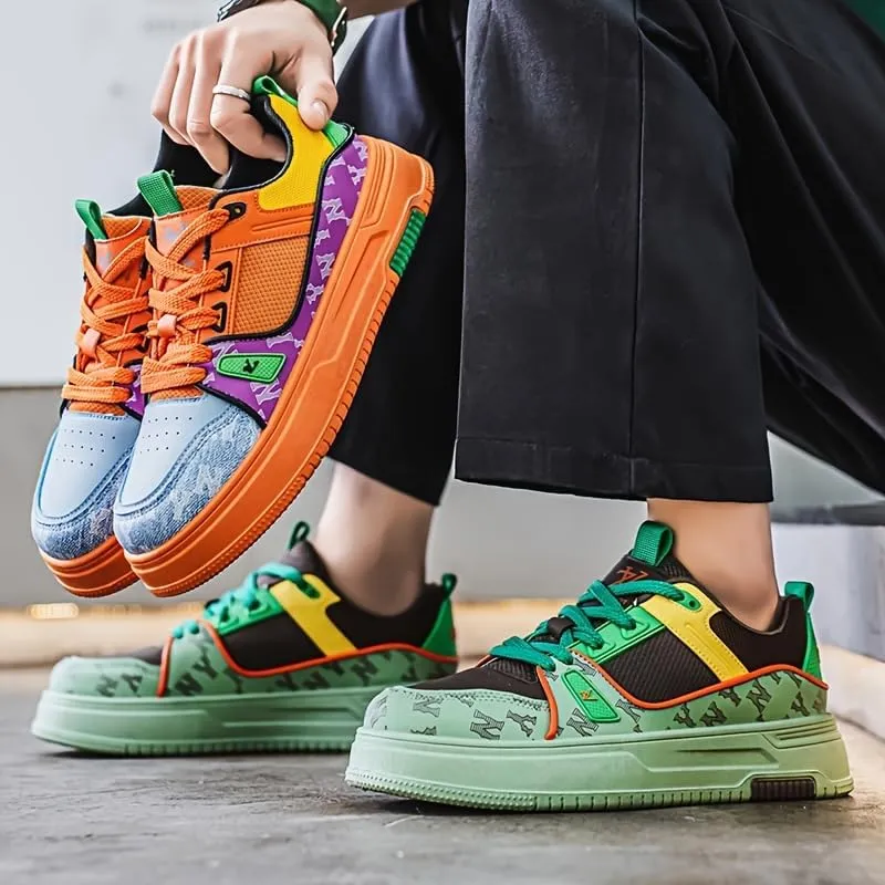 Men's Casual Street Fashion Low-Top Sneakers with Random Pattern, Perfect for Daily Wear