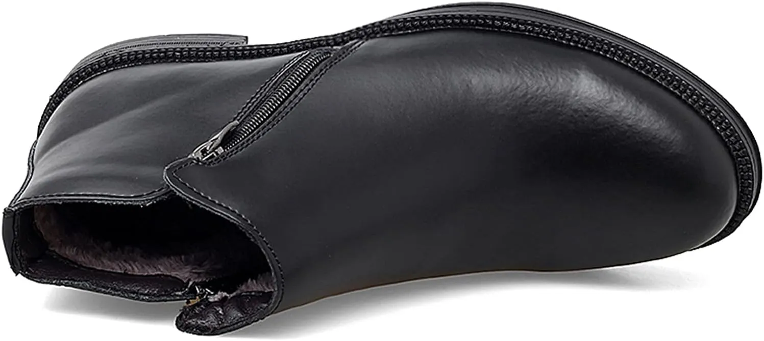 Men's Chelsea Ankle Boots Double Side Zip Retro Cowhide Leather Waterproof Non Wearable Dress Fashion Slip On