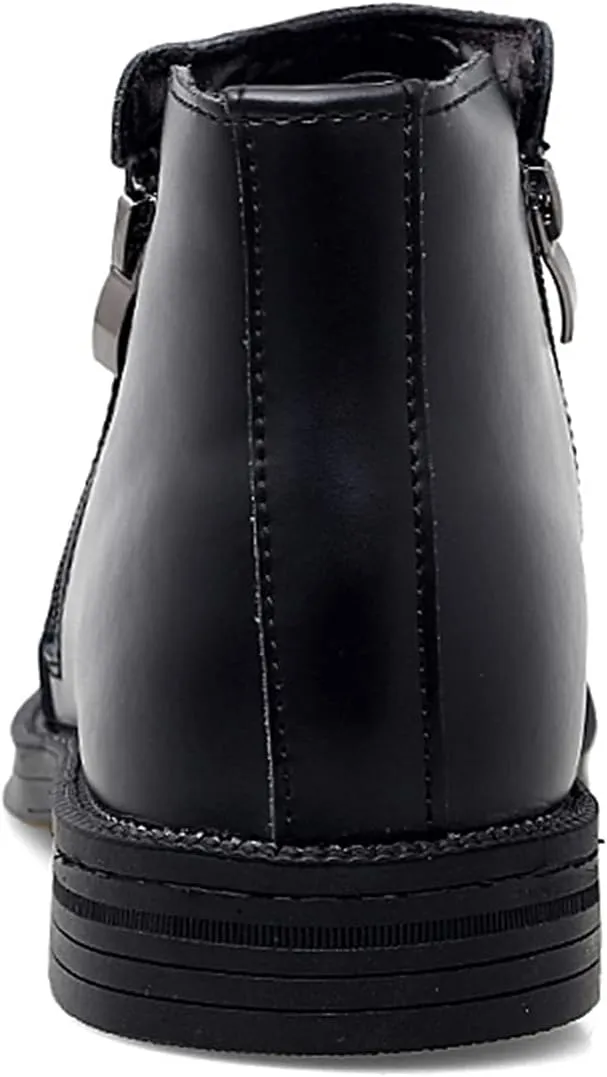 Men's Chelsea Ankle Boots Double Side Zip Retro Cowhide Leather Waterproof Non Wearable Dress Fashion Slip On