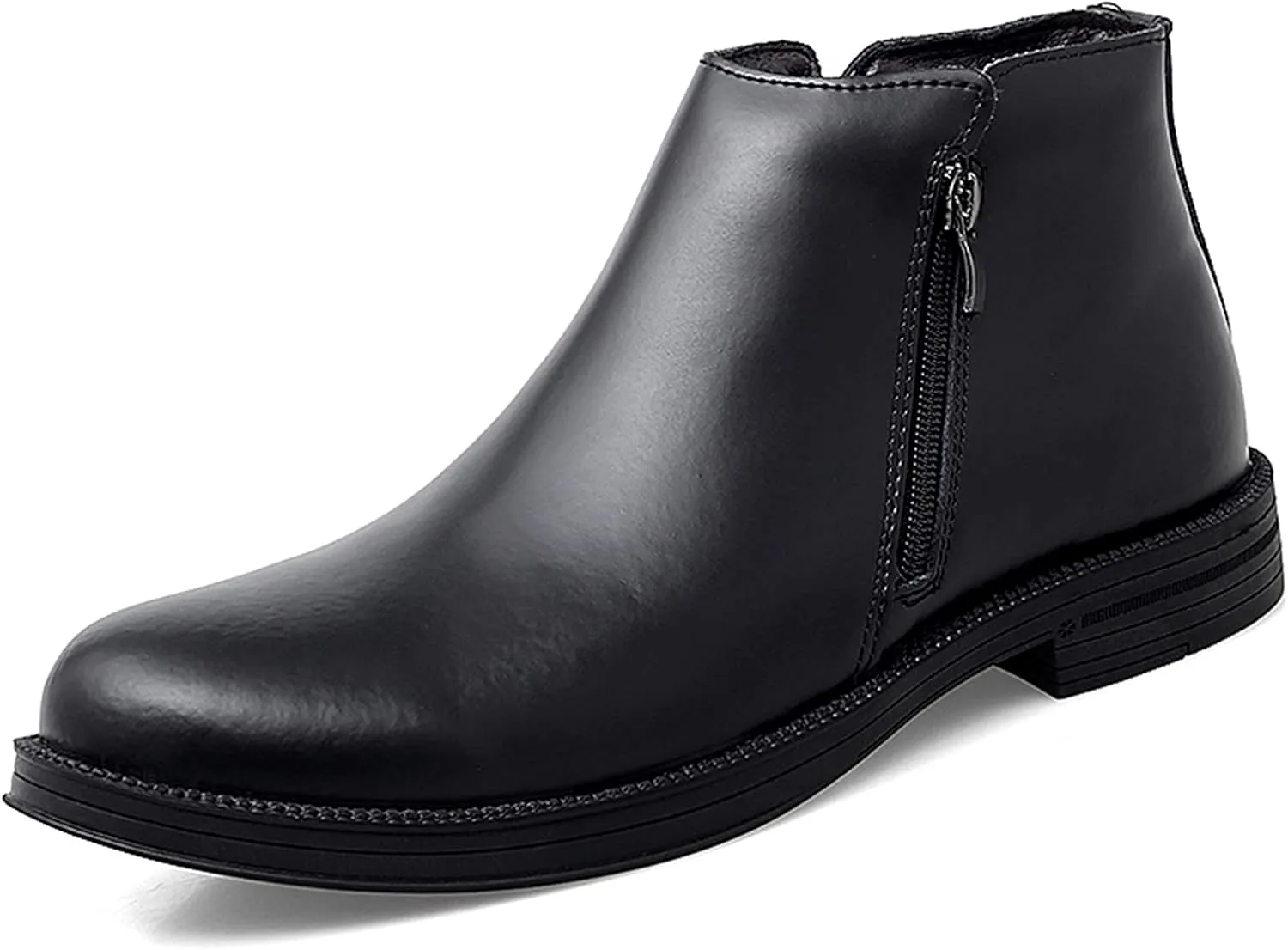 Men's Chelsea Ankle Boots Double Side Zip Retro Cowhide Leather Waterproof Non Wearable Dress Fashion Slip On