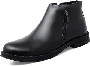 Men's Chelsea Ankle Boots Double Side Zip Retro Cowhide Leather Waterproof Non Wearable Dress Fashion Slip On