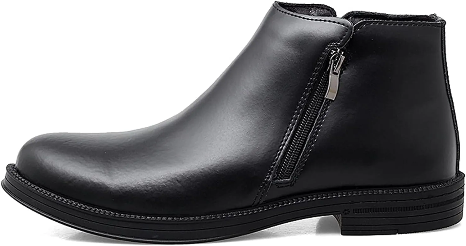 Men's Chelsea Ankle Boots Double Side Zip Retro Cowhide Leather Waterproof Non Wearable Dress Fashion Slip On