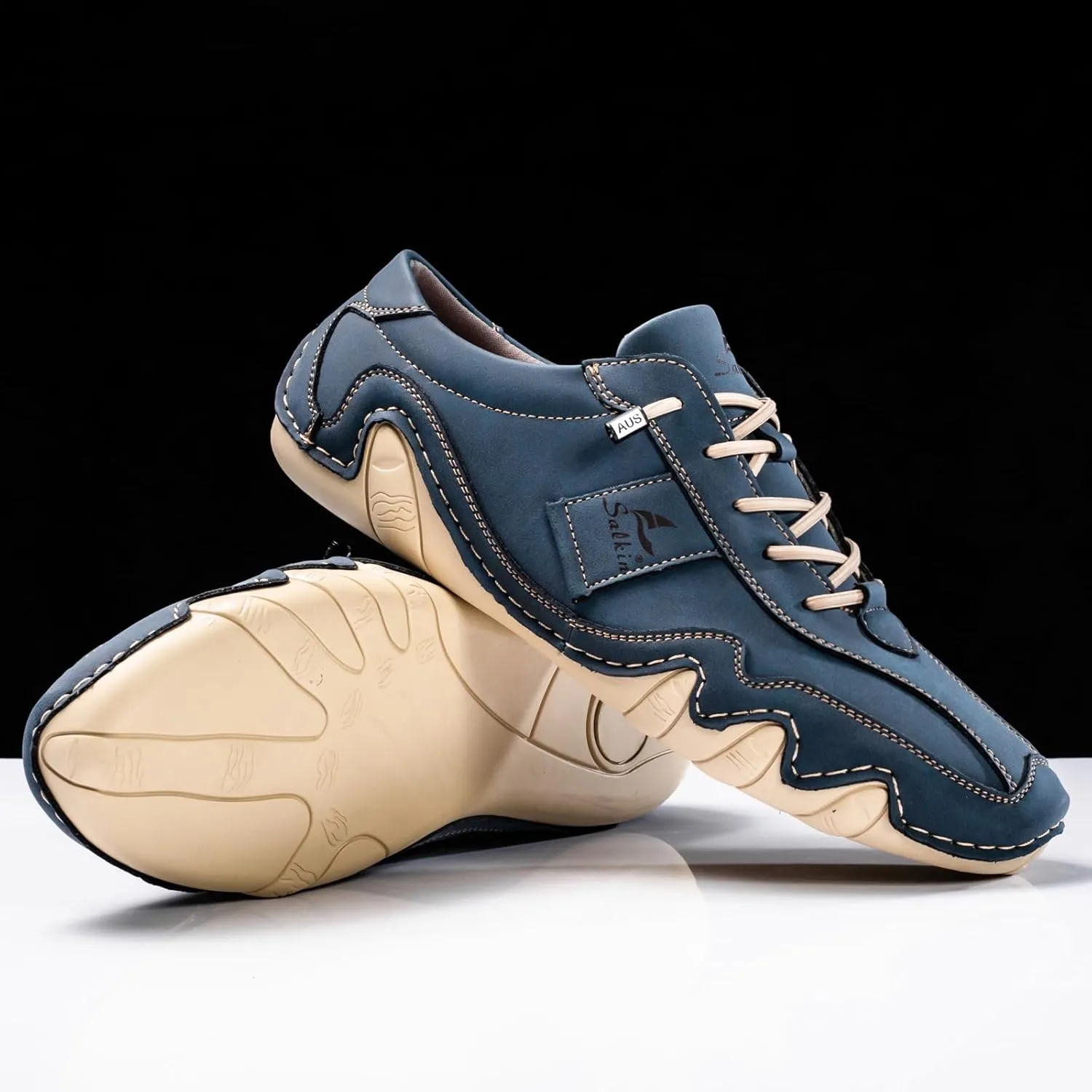 Men's Comfortable Barefoot Walking Shoes Fashion Lightweight Zero Drop Elastic Lace-up Slip-on Casual Driving Shoes