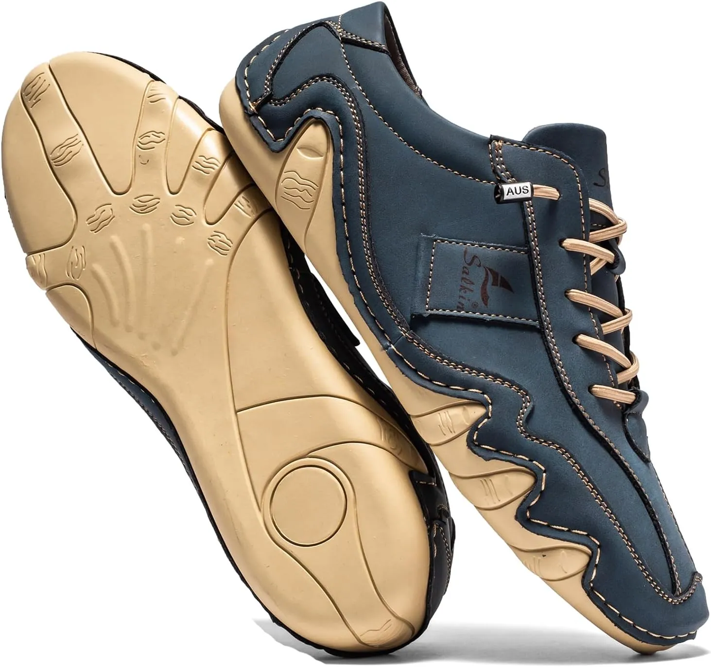 Men's Comfortable Barefoot Walking Shoes Fashion Lightweight Zero Drop Elastic Lace-up Slip-on Casual Driving Shoes