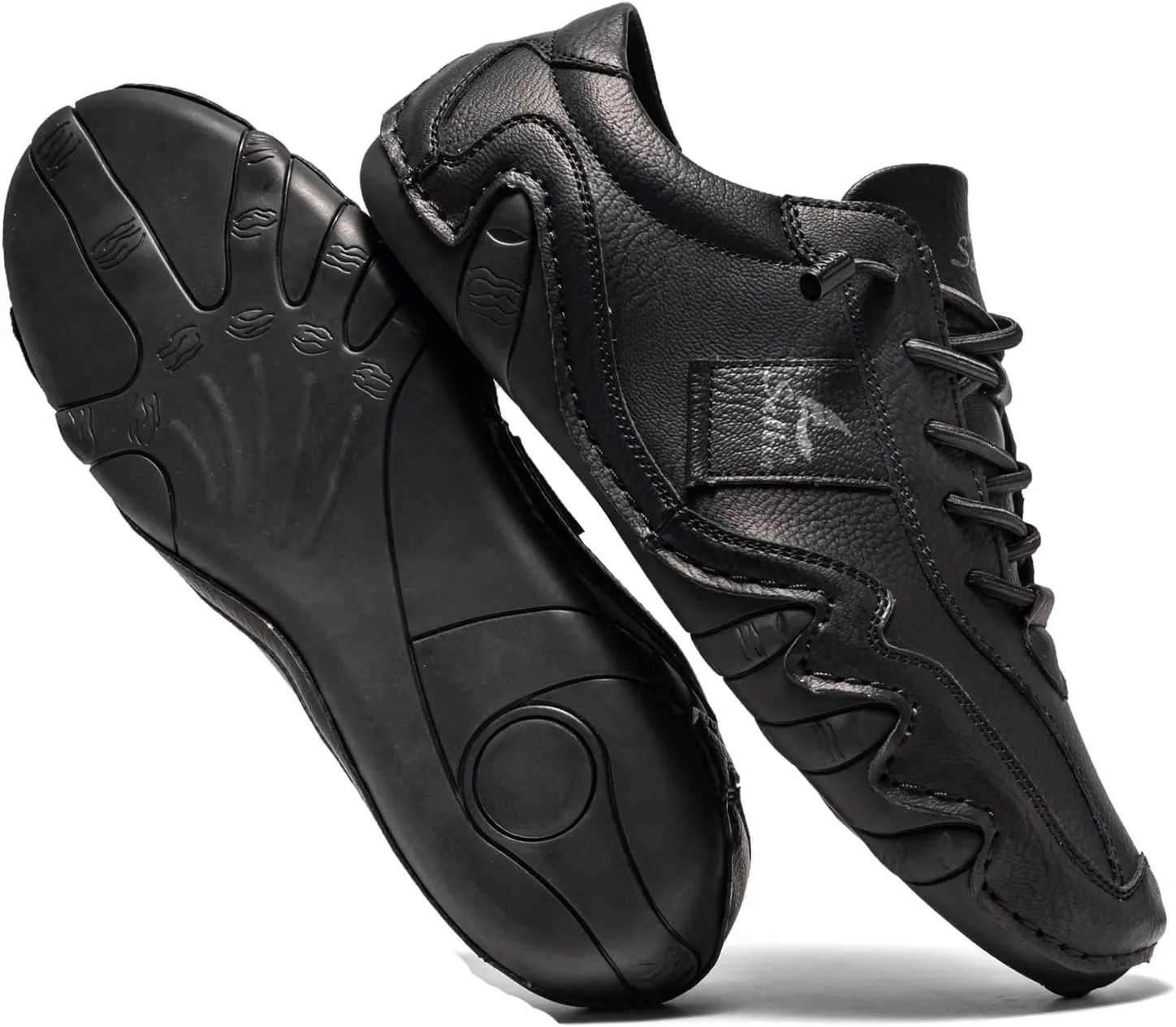 Men's Comfortable Barefoot Walking Shoes Fashion Lightweight Zero Drop Elastic Lace-up Slip-on Casual Driving Shoes