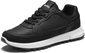 Men's Fashion Casual Sneakers Vegan Leather Lace Up Walking Shoes Non Slip Business Casual Sneaker for Men