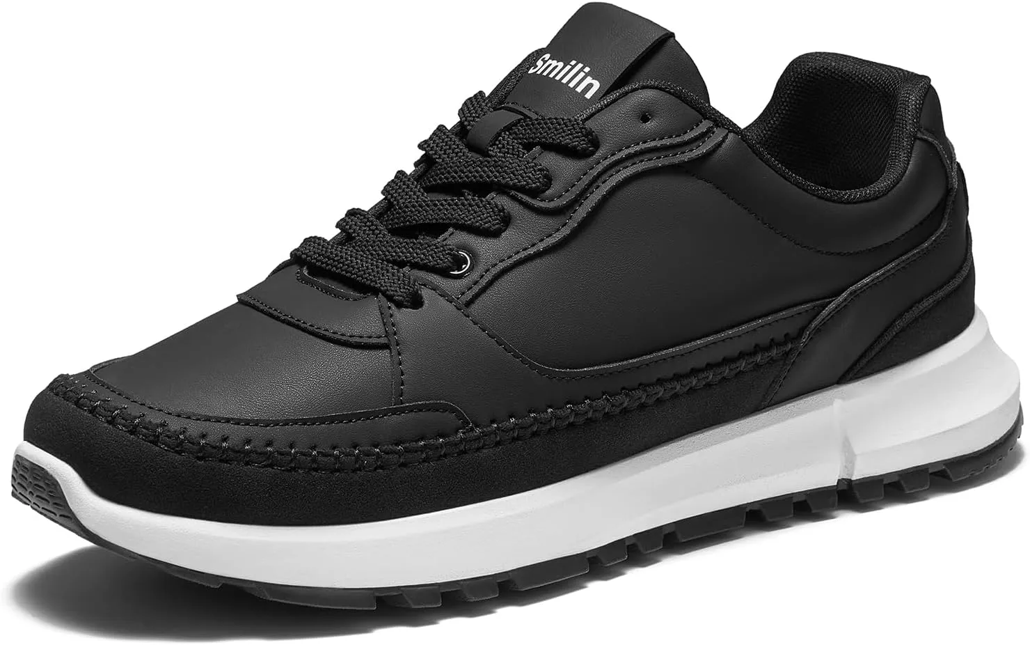 Men's Fashion Casual Sneakers Vegan Leather Lace Up Walking Shoes Non Slip Business Casual Sneaker for Men