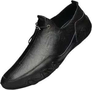 Men's Fashion Men Leather Loafers Flats Sewing Slip-On Casual Dressy Shoes Fall Trendy Walking