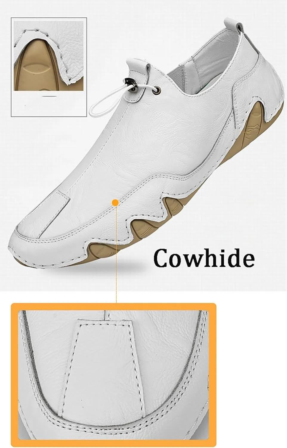 Men's Fashion Men Leather Loafers Flats Sewing Slip-On Casual Dressy Shoes Fall Trendy Walking