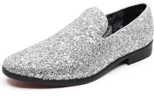Men's Fashion Smoking Sparkly Glitter Sequin Dress Tuxedo Loafers Slip On Shoes SM-04