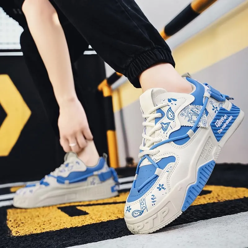 Men's Fashion Street Style Colorblock Skateboard Shoes, Comfortable Non-Slip Lace-up Casual Sneakers, Suitable for Men's Casual Outdoor Walking Shoes, Spring and Summer Clothing