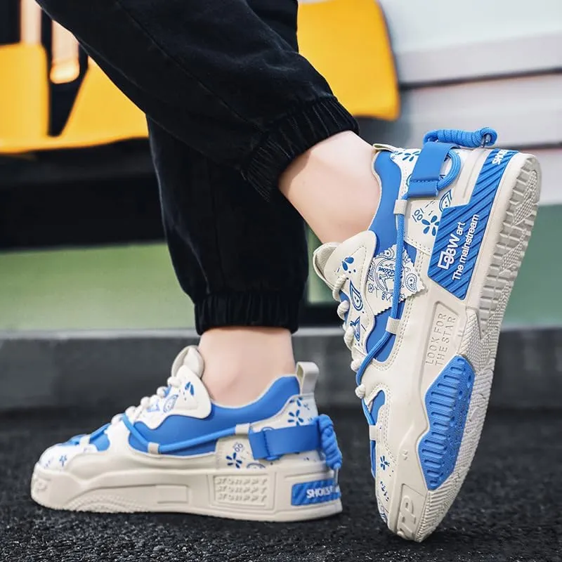 Men's Fashion Street Style Colorblock Skateboard Shoes, Comfortable Non-Slip Lace-up Casual Sneakers, Suitable for Men's Casual Outdoor Walking Shoes, Spring and Summer Clothing