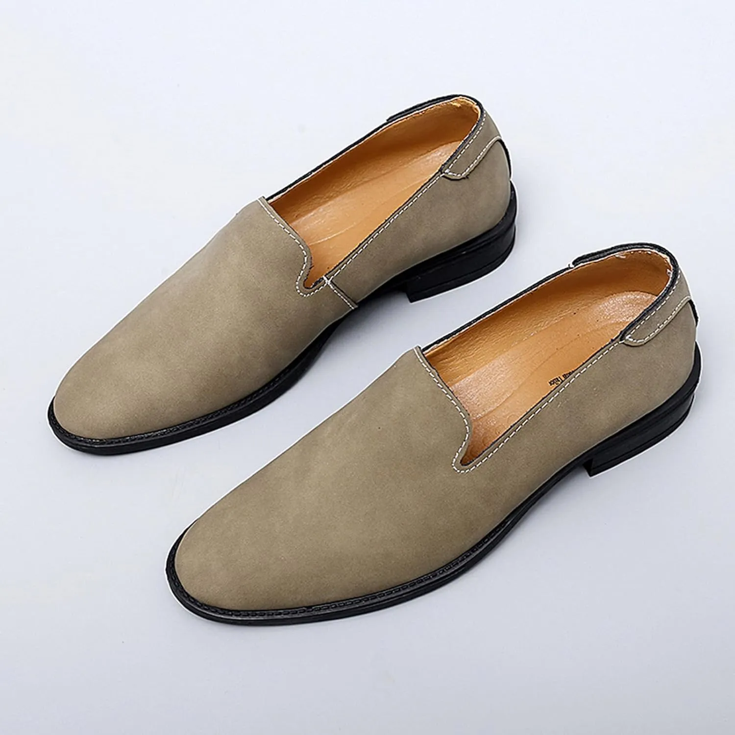Men's Genuine Leather Slip On Dress Oxford Loafers Classic Simple Cap Toe Low Top Driving Shoes Lightweight Casual Business Formal Shoes