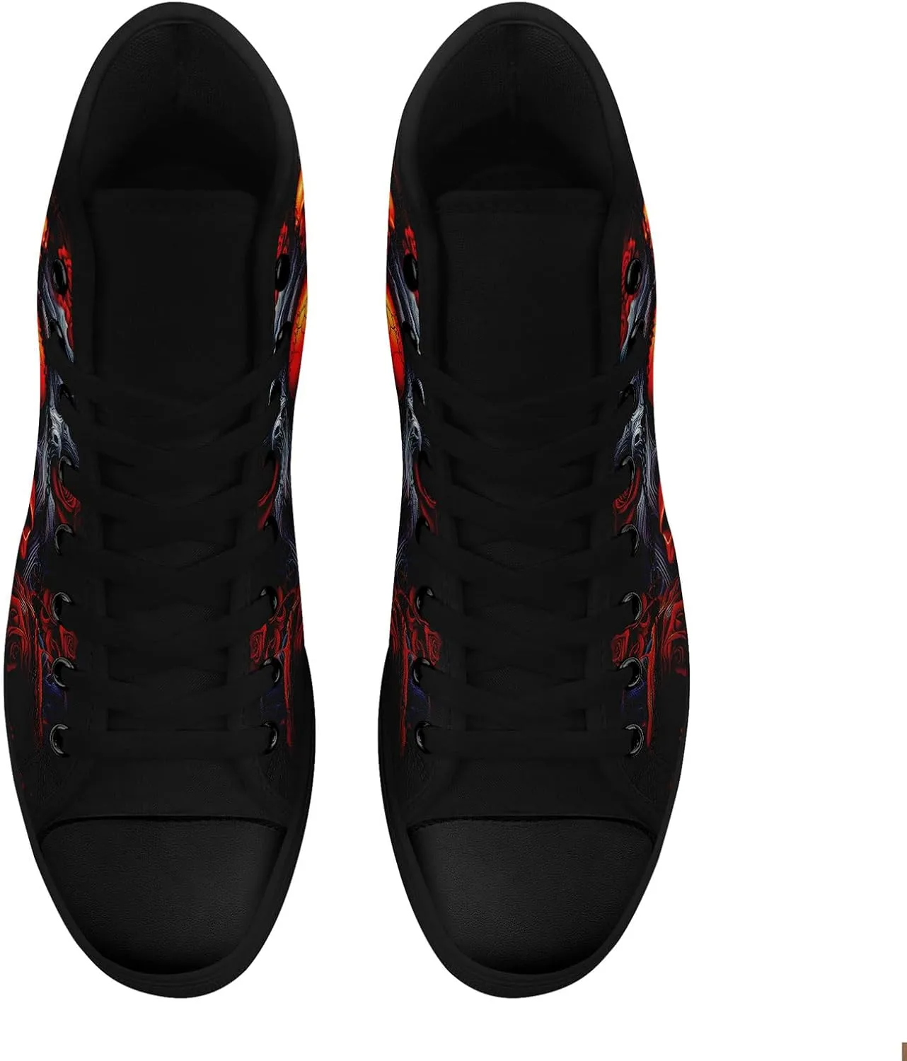 Men's Gothic Winged High-Top Canvas Sneakers Red Skull Leather Wings Fashion Unisex Halloween Punk Style Walking Shoes