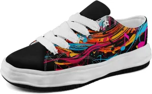 Mens Graffiti Canvas Sneakers Colorful Casual Low Top Lace-Up Canvas Shoes for Women Abstract Street Art Design