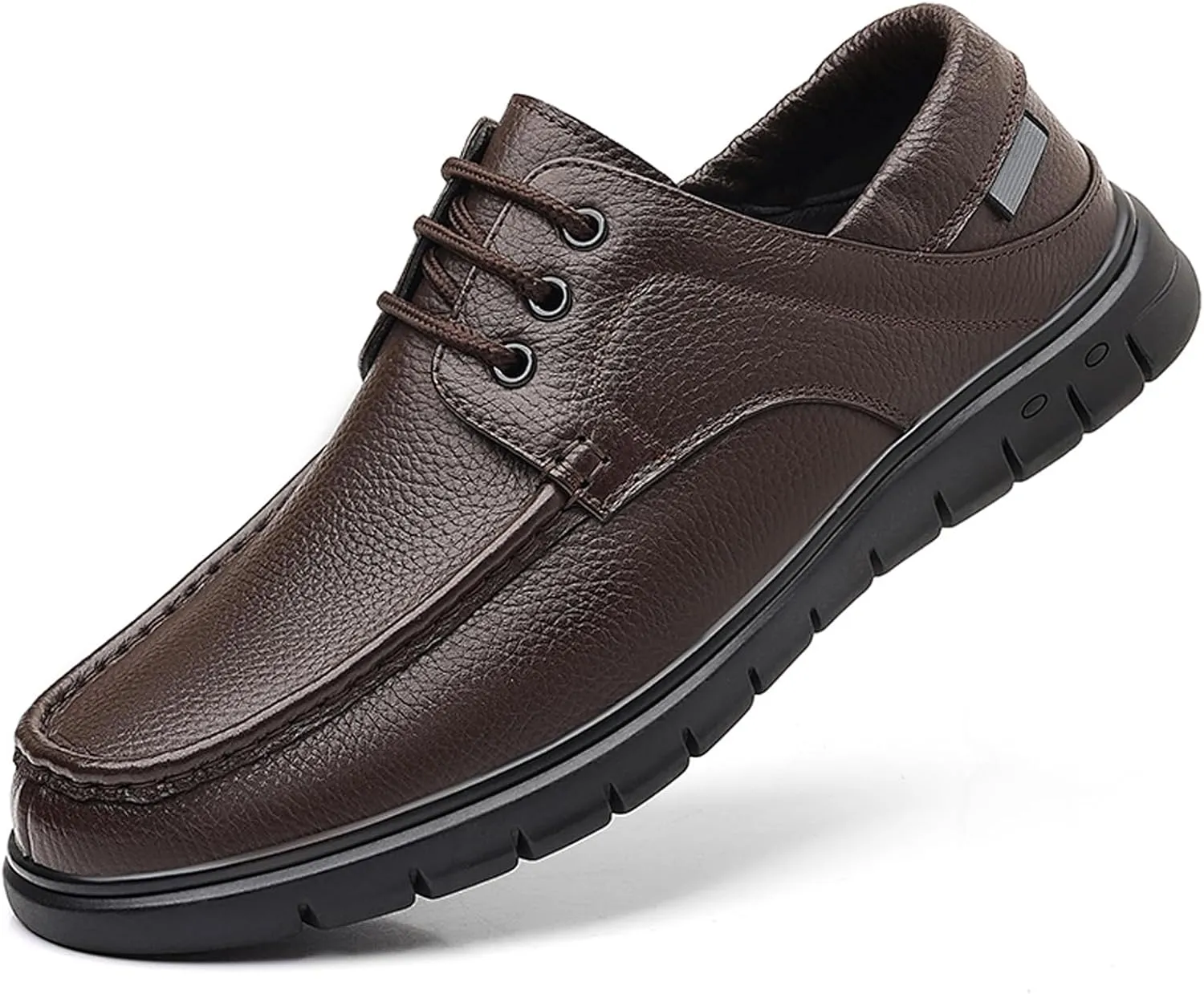 Men's Leather Boat Shoes Slip On Loafers - Hand-Stitched Comfortable & Breathable, Non-Slip Dress Shoes for Business Casual Outdoor