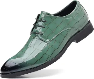 Men's Leather Print Lace Up Oxfords Fashion Classic Pointed Toe Comfortable Slip-on Loafers Wedding Prom Formal Dress Casual Shoes for Men
