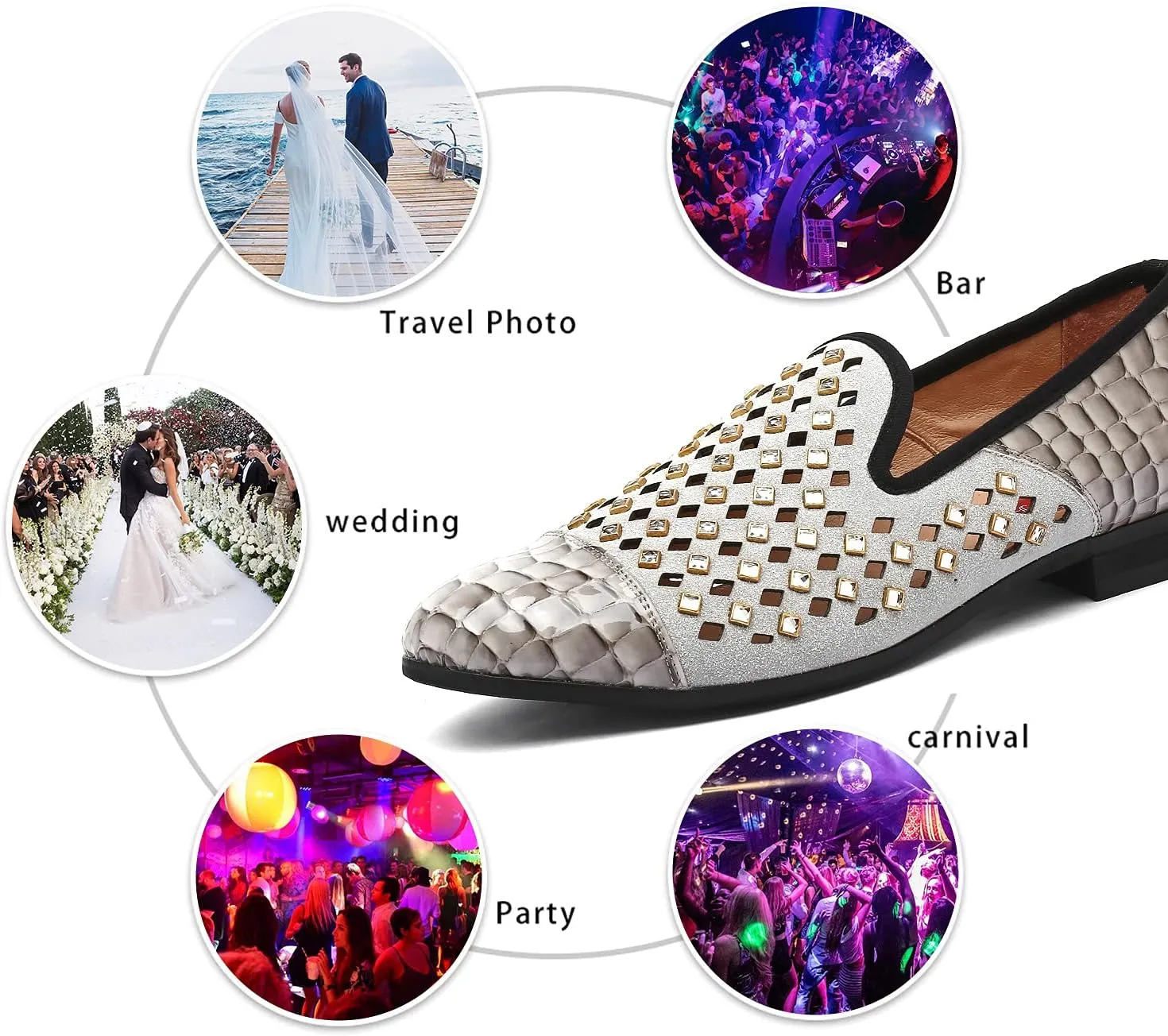 Mens Leopard Loafers Leather Embroidery Spiked Slip on Dress Shoes Slipper Luxury Fashion Penny Prom