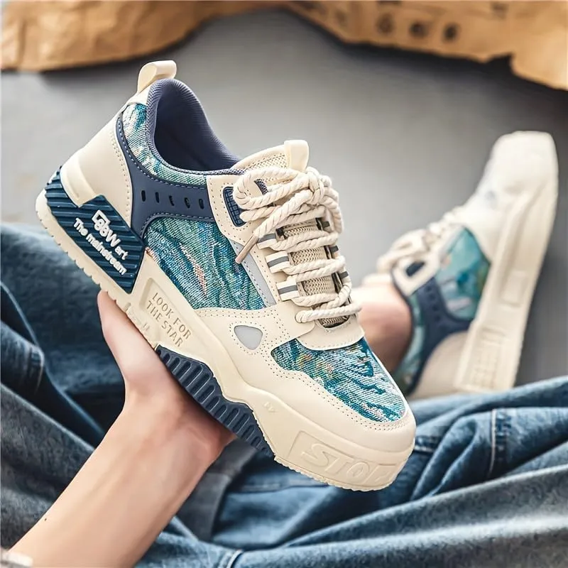 Men's Letter Printed Fashion Skateboard Shoes, Casual Sneakers, Outdoor Men's Street Style Shoes