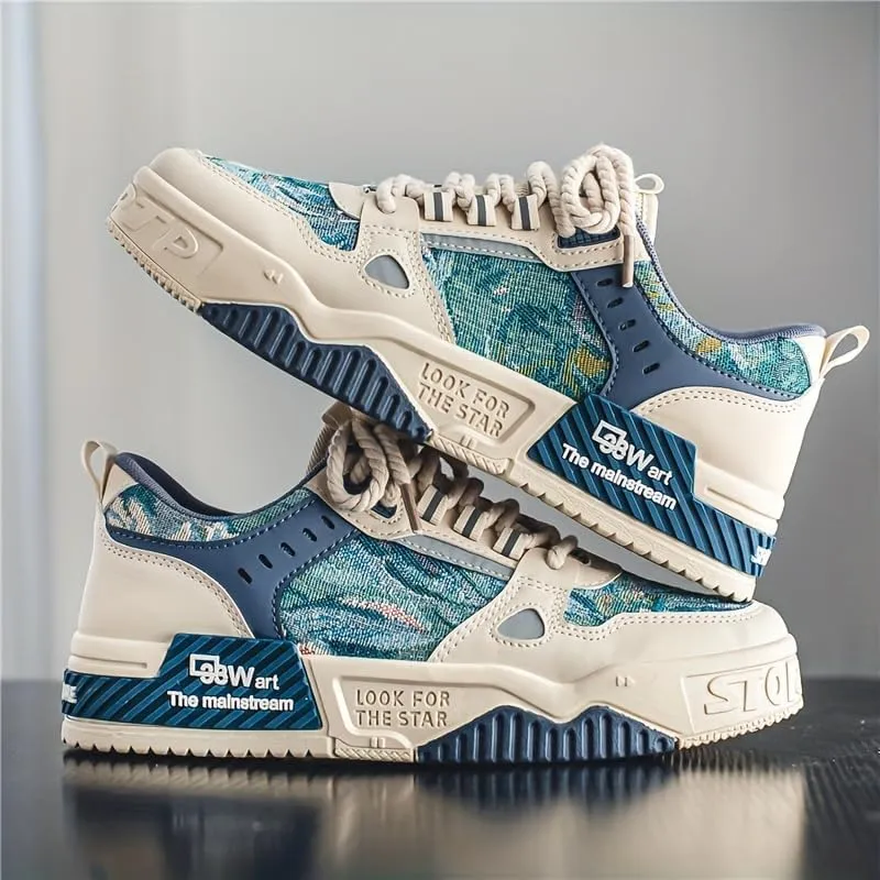 Men's Letter Printed Fashion Skateboard Shoes, Casual Sneakers, Outdoor Men's Street Style Shoes